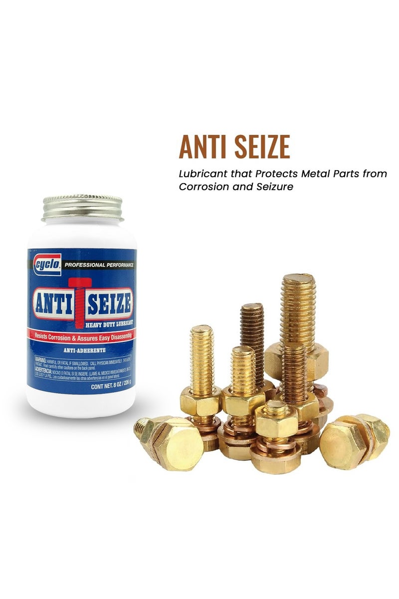 Cyclo Anti Seize Heavy Duty Lubricant 8oz 226g – Prevents Galling Seizing Corrosion – Assures Easy Disassembly – High Temp Resistant Blend of Aluminum Copper Graphite – For Automotive Marine Industrial Use - Image 3
