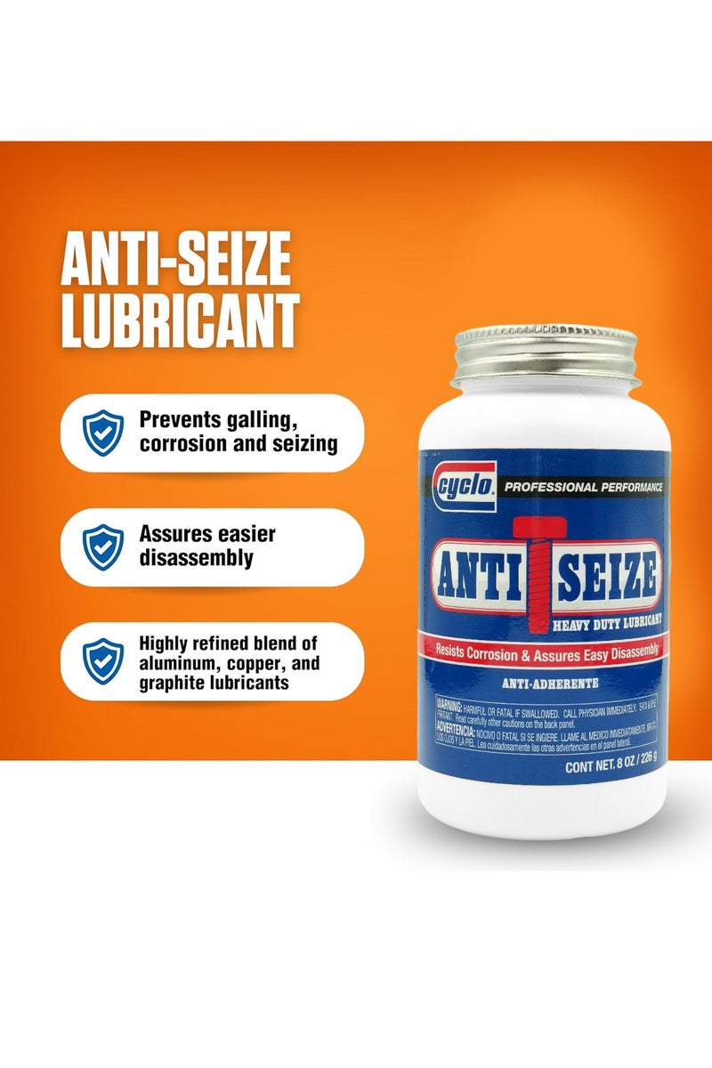 Cyclo Anti Seize Heavy Duty Lubricant 8oz 226g – Prevents Galling Seizing Corrosion – Assures Easy Disassembly – High Temp Resistant Blend of Aluminum Copper Graphite – For Automotive Marine Industrial Use - Image 4