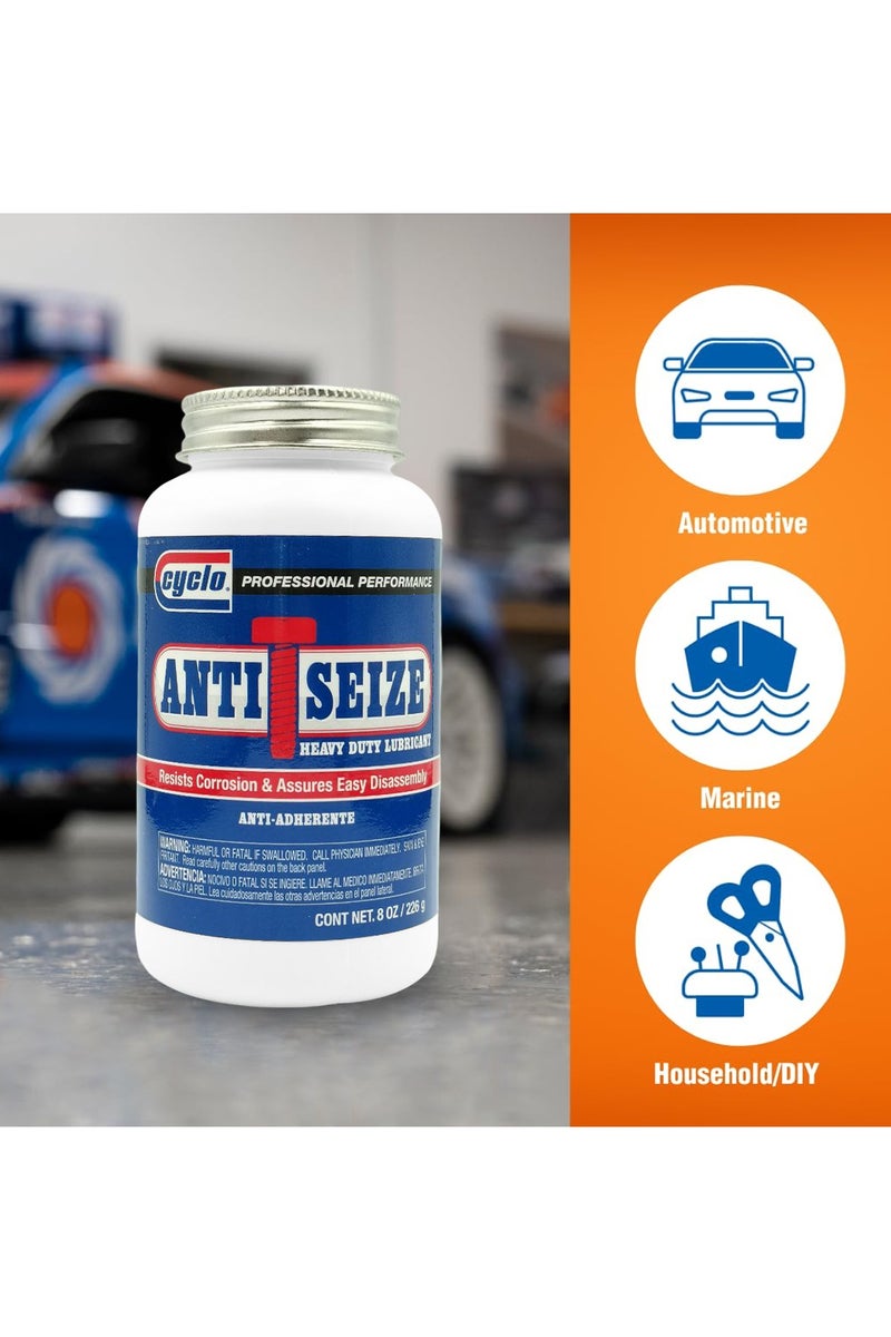 Cyclo Anti Seize Heavy Duty Lubricant 8oz 226g – Prevents Galling Seizing Corrosion – Assures Easy Disassembly – High Temp Resistant Blend of Aluminum Copper Graphite – For Automotive Marine Industrial Use - Image 5