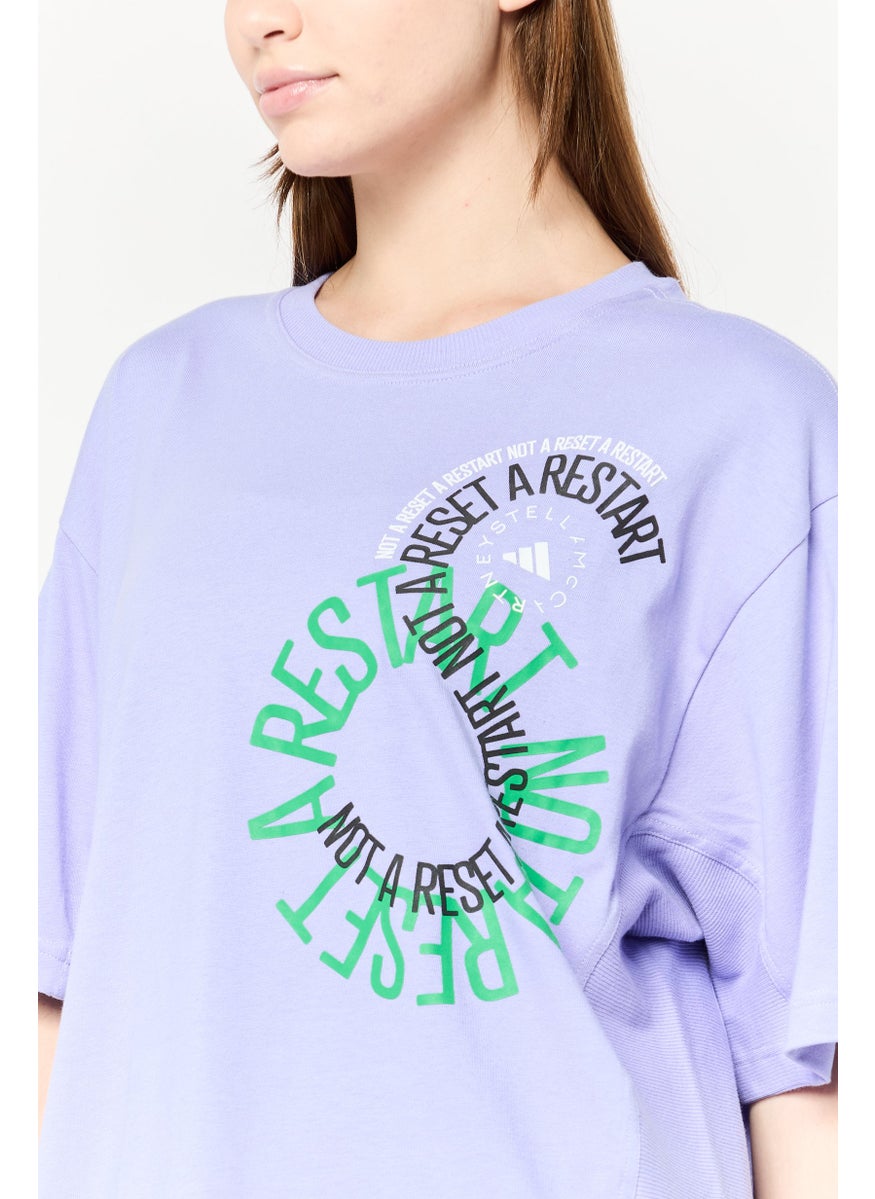 Adidas Adidas by Stella McCartney Women Sportswear Fit Short Sleeves Outdoor T-Shirt, Purple  - Image 3