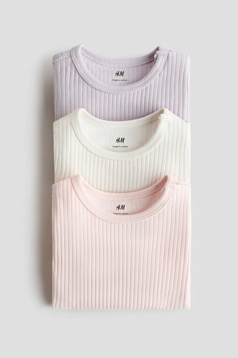 H&M 3-pack ribbed cotton bodysuits