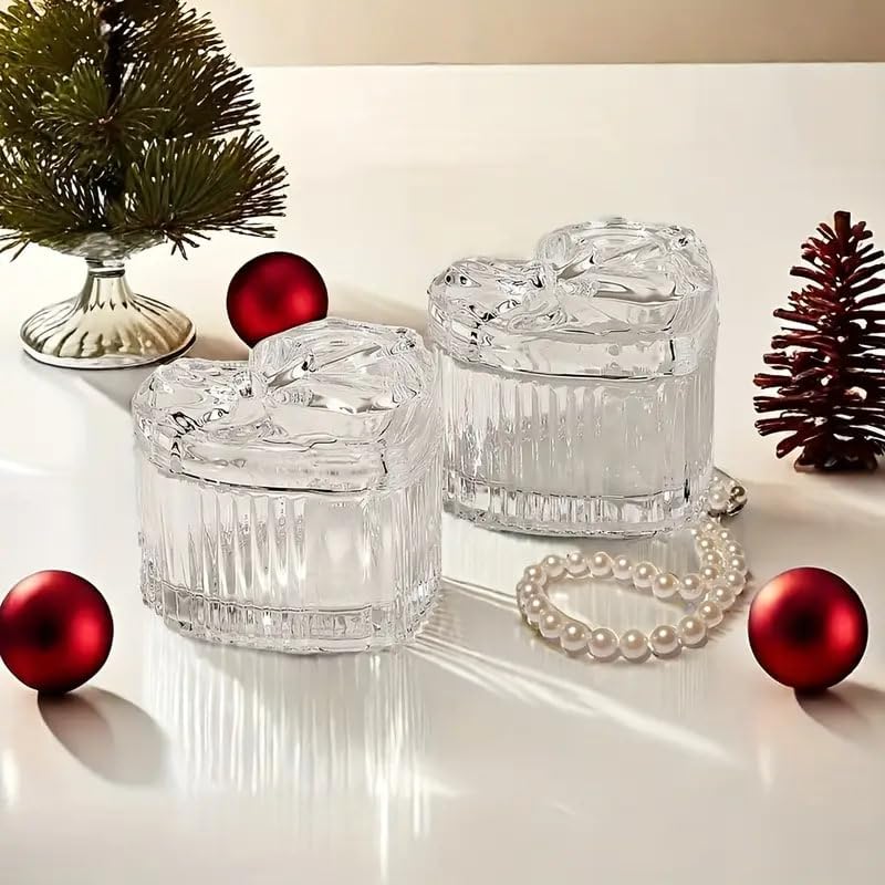 Mevanta Premium Glass Candy Dish with Lid, Clear Glass Candy Jar, Cookie Jar, Decorative Candy Bowl, Jewellery Dish, Covered Candy Jars for Buffet, Kitchen, Home, Office Desk (1, Spiral-A) - Image 3