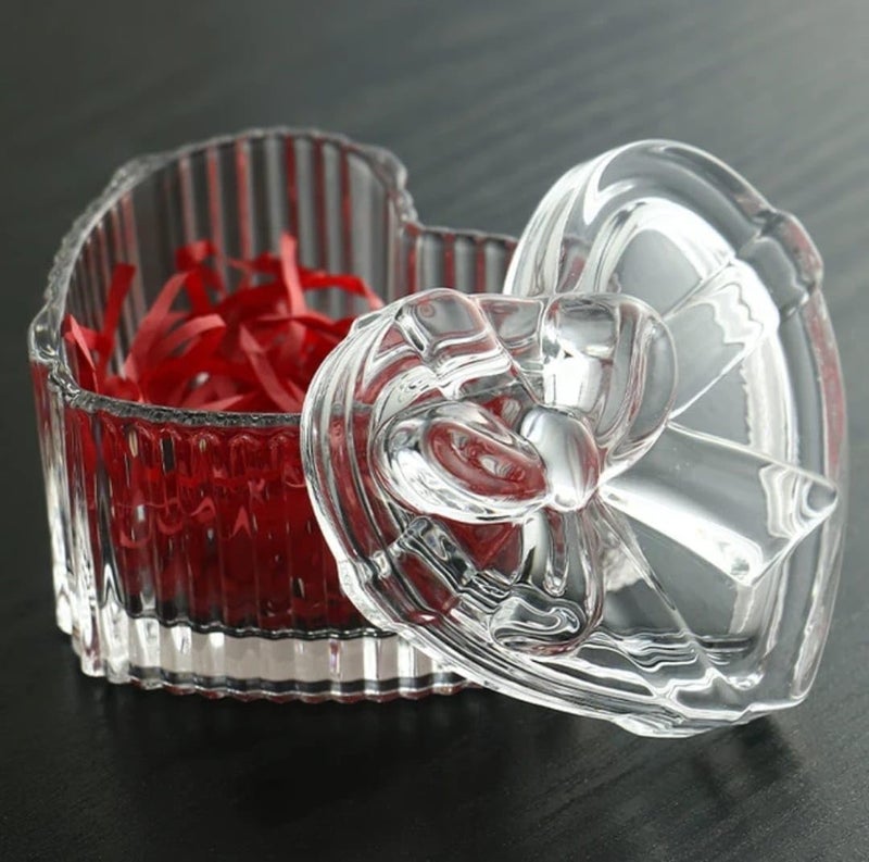 Mevanta Premium Glass Candy Dish with Lid, Clear Glass Candy Jar, Cookie Jar, Decorative Candy Bowl, Jewellery Dish, Covered Candy Jars for Buffet, Kitchen, Home, Office Desk (1, Spiral-A) - Image 1