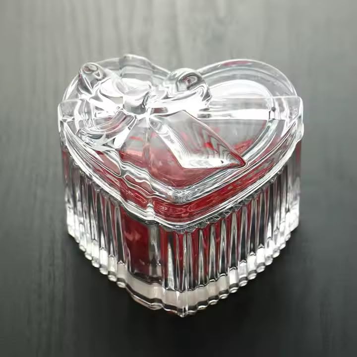 Mevanta Premium Glass Candy Dish with Lid, Clear Glass Candy Jar, Cookie Jar, Decorative Candy Bowl, Jewellery Dish, Covered Candy Jars for Buffet, Kitchen, Home, Office Desk (1, Spiral-A) - Image 2