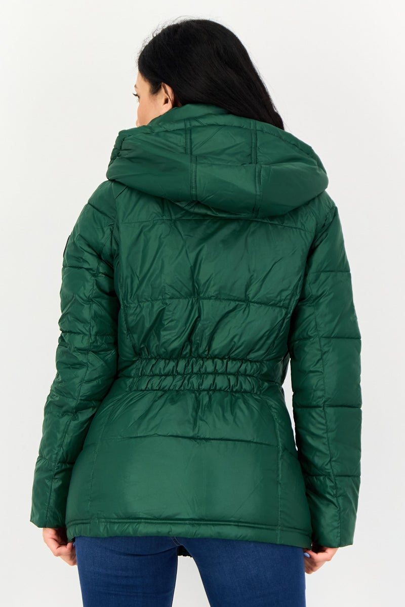 Kenneth Cole Women Long Sleeve Quilted Puffer Jacket, Green - Image 3