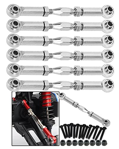ARRCat Upgrade Parts Turnbuckles Camber Links for 110 Slash 2WD 4X4Rustler 2WD 4X4Hoss 2WD 4X4Stampede 2WD 4X4 RC Truck Aluminum Adjustable TurnbucklesReplace 3644 3745 1935Silver - Image 1