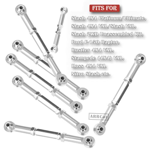 ARRCat Upgrade Parts Turnbuckles Camber Links for 110 Slash 2WD 4X4Rustler 2WD 4X4Hoss 2WD 4X4Stampede 2WD 4X4 RC Truck Aluminum Adjustable TurnbucklesReplace 3644 3745 1935Silver - Image 5