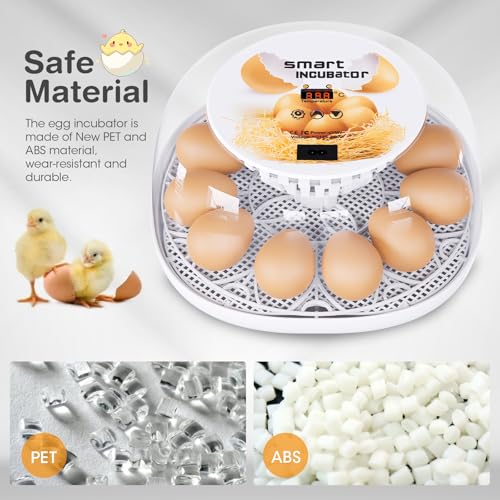 Viowey Incubators for Hatching Eggs, 12 Egg Incubator with Automatic Turning and Temperature Control, Automatic Water Adding, LED Egg Candler, for Hatching Chickens, Duck, Quail, Goose Eggs - Image 5