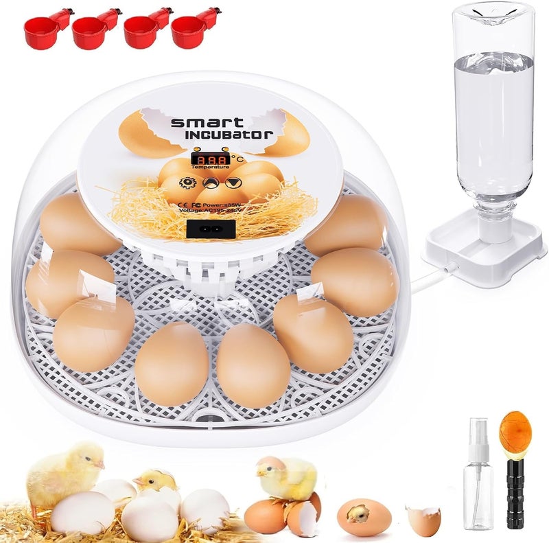 Viowey Incubators for Hatching Eggs, 12 Egg Incubator with Automatic Turning and Temperature Control, Automatic Water Adding, LED Egg Candler, for Hatching Chickens, Duck, Quail, Goose Eggs - Image 1