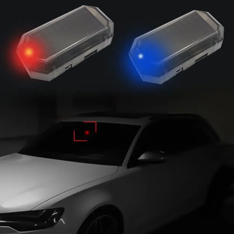 2pcs Red Portable Car Solar Wireless Anti Theft Reminder LED Lights Simulated Night Time Safety for Vehicles - Image 1