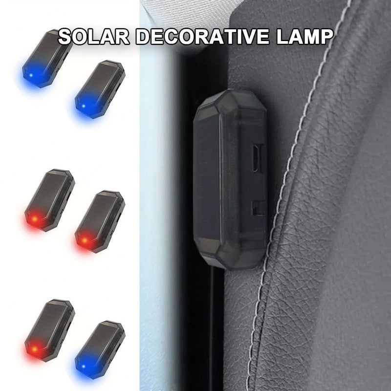 2pcs Red Portable Car Solar Wireless Anti Theft Reminder LED Lights Simulated Night Time Safety for Vehicles - Image 4