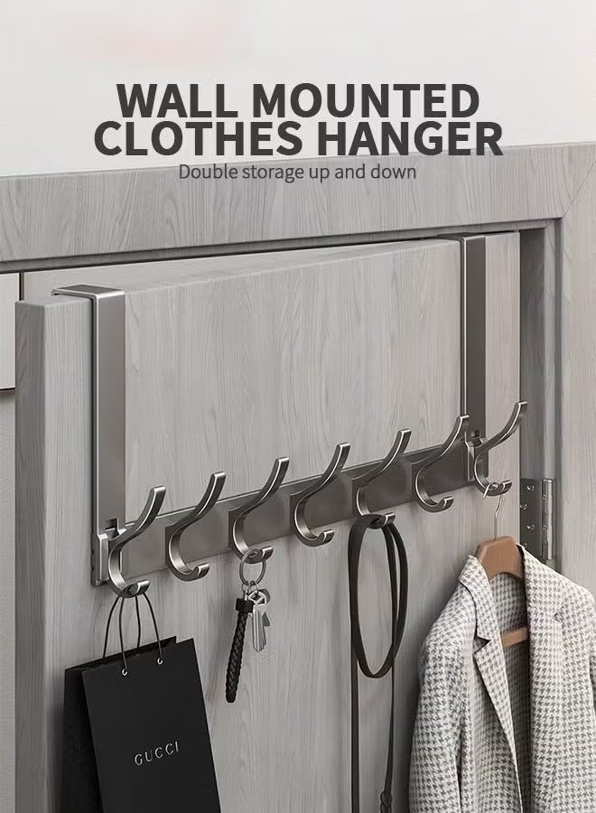 Bukela Over The Door Hooks, Sturdy Door Hanger, Large Over The Door Towel Rack with 7 Hooks, Heavy Duty Easy to Install, for Bathroom, Bedroom，Kitchen，Hanging Towels, Coats (Grey) - Image 1