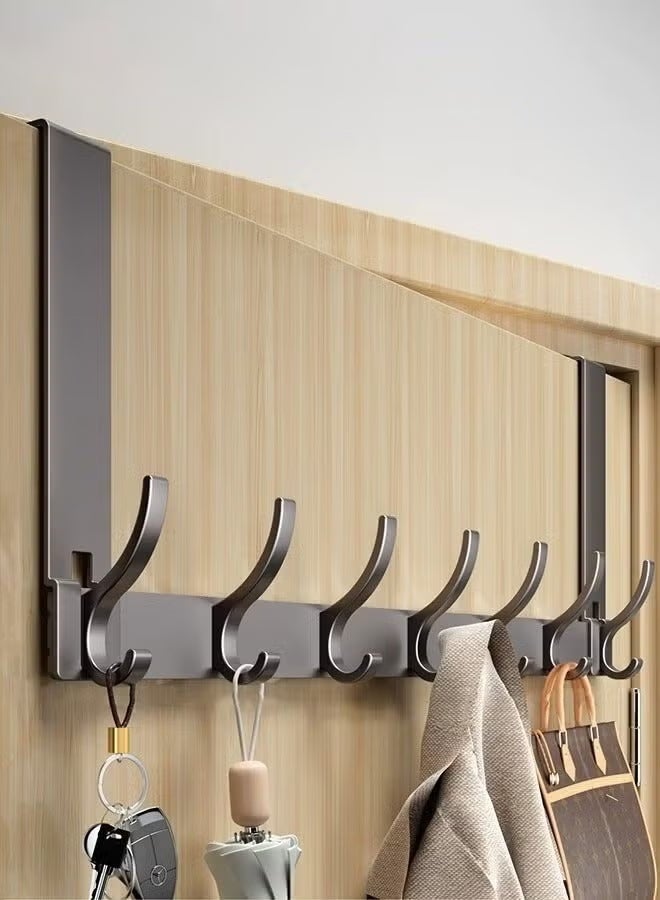 Bukela Over The Door Hooks, Sturdy Door Hanger, Large Over The Door Towel Rack with 7 Hooks, Heavy Duty Easy to Install, for Bathroom, Bedroom，Kitchen，Hanging Towels, Coats (Grey) - Image 2