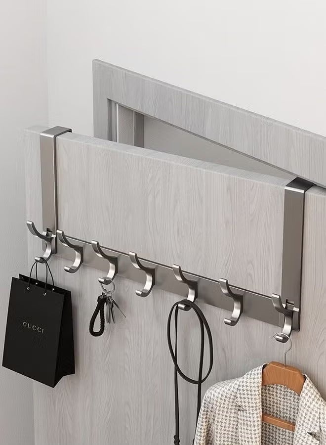 Bukela Over The Door Hooks, Sturdy Door Hanger, Large Over The Door Towel Rack with 7 Hooks, Heavy Duty Easy to Install, for Bathroom, Bedroom，Kitchen，Hanging Towels, Coats (Grey) - Image 5