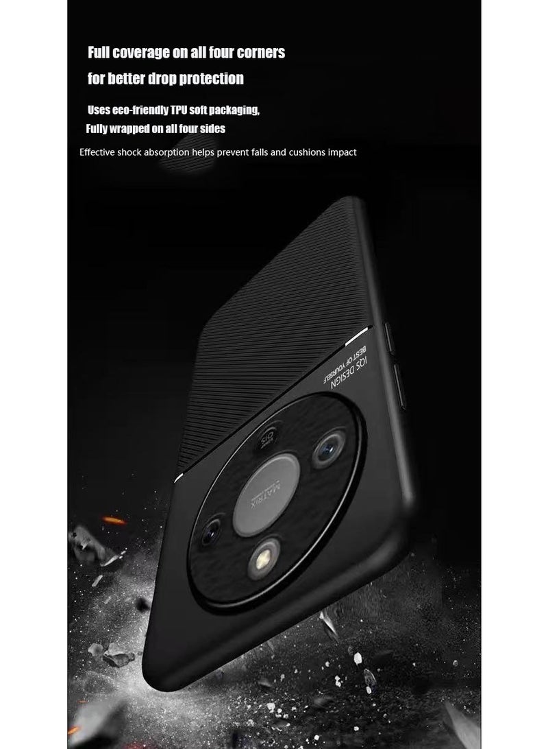 دكينج غطاء هاتف من الجلد TPU/PC مقاوم للصدمات مع امتصاص مغناطيسي وملمس متين بسيط لهاتف Honor X9d، متوافق مع Honor X9d، أسود - Image 3