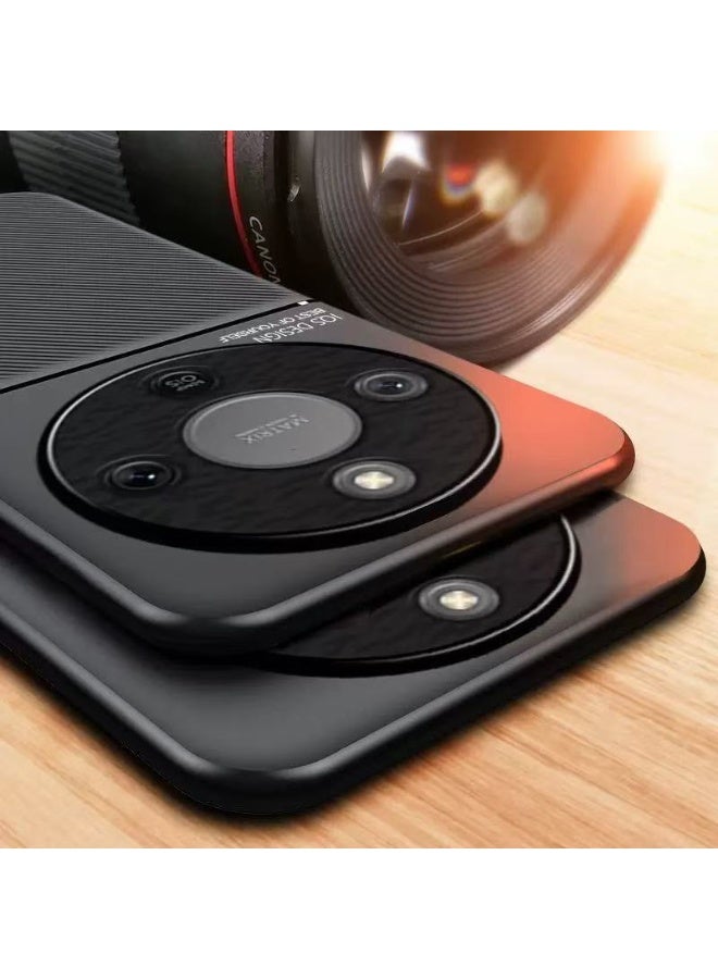 دكينج غطاء هاتف من الجلد TPU/PC مقاوم للصدمات مع امتصاص مغناطيسي وملمس متين بسيط لهاتف Honor X9d، متوافق مع Honor X9d، أسود - Image 4