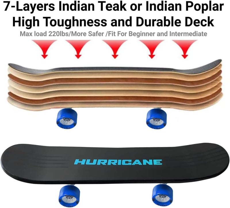 JASPO Skateboard Hurricane wooden skateboard 27"x7" Blue - Image 2