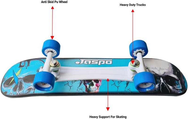 JASPO Skateboard Hurricane wooden skateboard 27"x7" Blue - Image 4