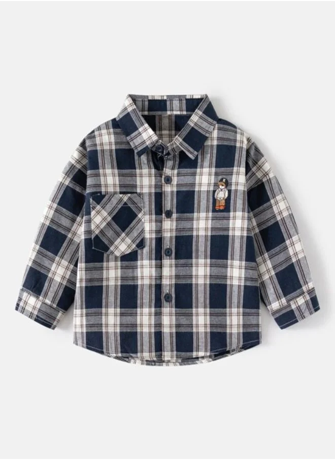 YUNIQEE Black Collared Long Sleeve Checkered Shirt