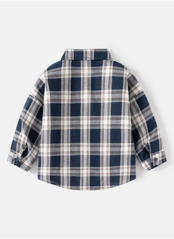 YUNIQEE Black Collared Long Sleeve Checkered Shirt