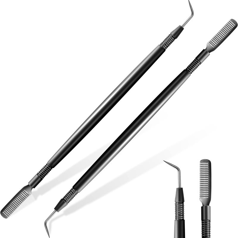 Chumia 2 Pieces 2 in 1 Lash Lift Tool Eyelash Separator Tool with Comb Stainless Steel Metal Lash Perm Lift Rods for Eyelash Eyebrow Comb Perming Tinting Curling Extension Supplies(Black) - Image 1