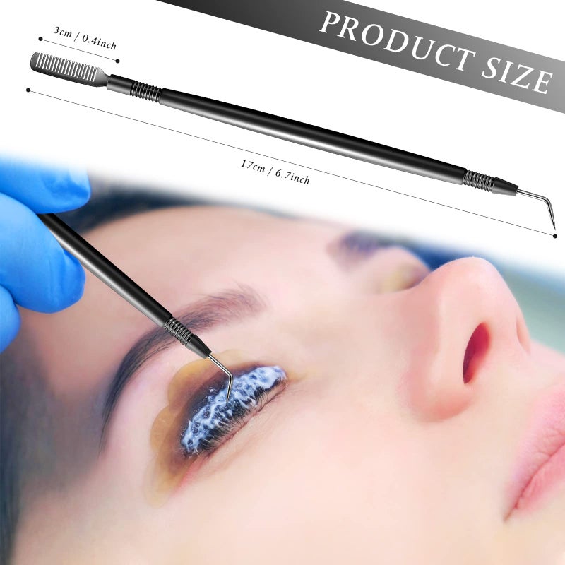 Chumia 2 Pieces 2 in 1 Lash Lift Tool Eyelash Separator Tool with Comb Stainless Steel Metal Lash Perm Lift Rods for Eyelash Eyebrow Comb Perming Tinting Curling Extension Supplies(Black) - Image 2