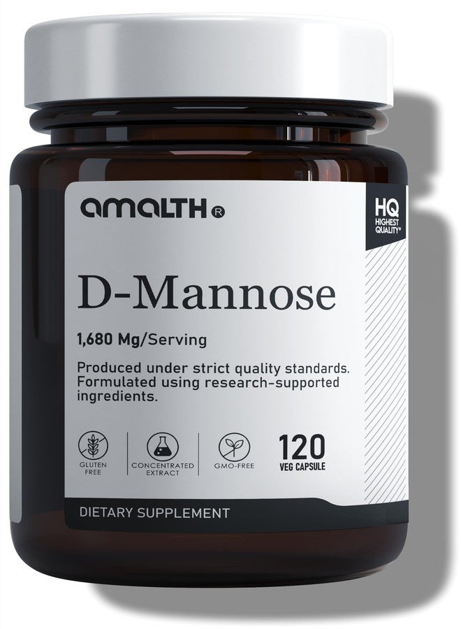 AMALTH D Mannose Capsules 1680 mg | D Mannose Powder Supplement Capsules | Mannose Capsules | Plant Based Natural Supplement | Urinary Tract Health Support | 120 Veg Capsules - Image 1