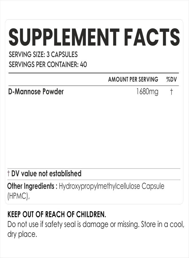 AMALTH D Mannose Capsules 1680 mg | D Mannose Powder Supplement Capsules | Mannose Capsules | Plant Based Natural Supplement | Urinary Tract Health Support | 120 Veg Capsules - Image 2