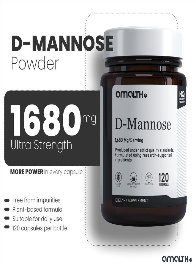 AMALTH D Mannose Capsules 1680 mg | D Mannose Powder Supplement Capsules | Mannose Capsules | Plant Based Natural Supplement | Urinary Tract Health Support | 120 Veg Capsules - Image 3