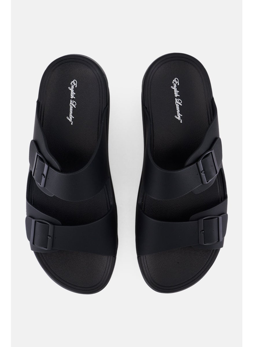 English Laundry Men 2 Strap Slip On Arabic Sandals, Black  - Image 3