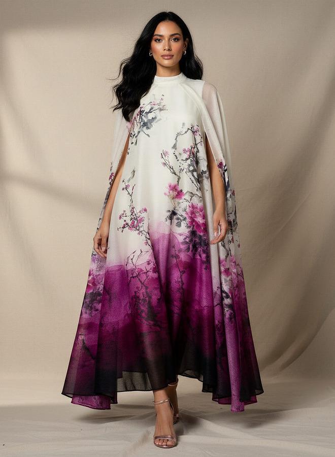 ايكونيك فستان ماكسي أيقوني بتصميم - مع كاب - Image 1