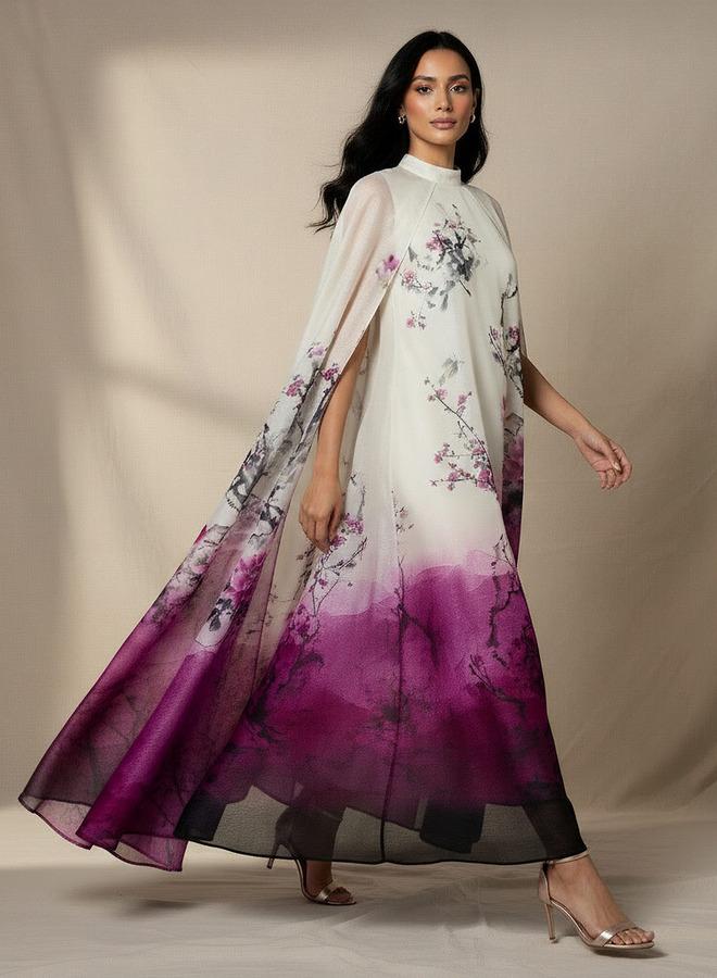 ايكونيك فستان ماكسي أيقوني بتصميم - مع كاب - Image 2