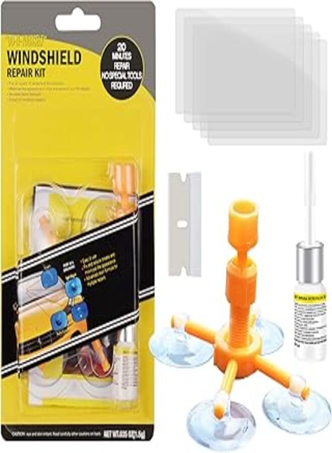 Zebrush windshield repair kit, car window glass repair tool for quick fix windshield chips, s, bulls-eye, star-shaped and half-moon s