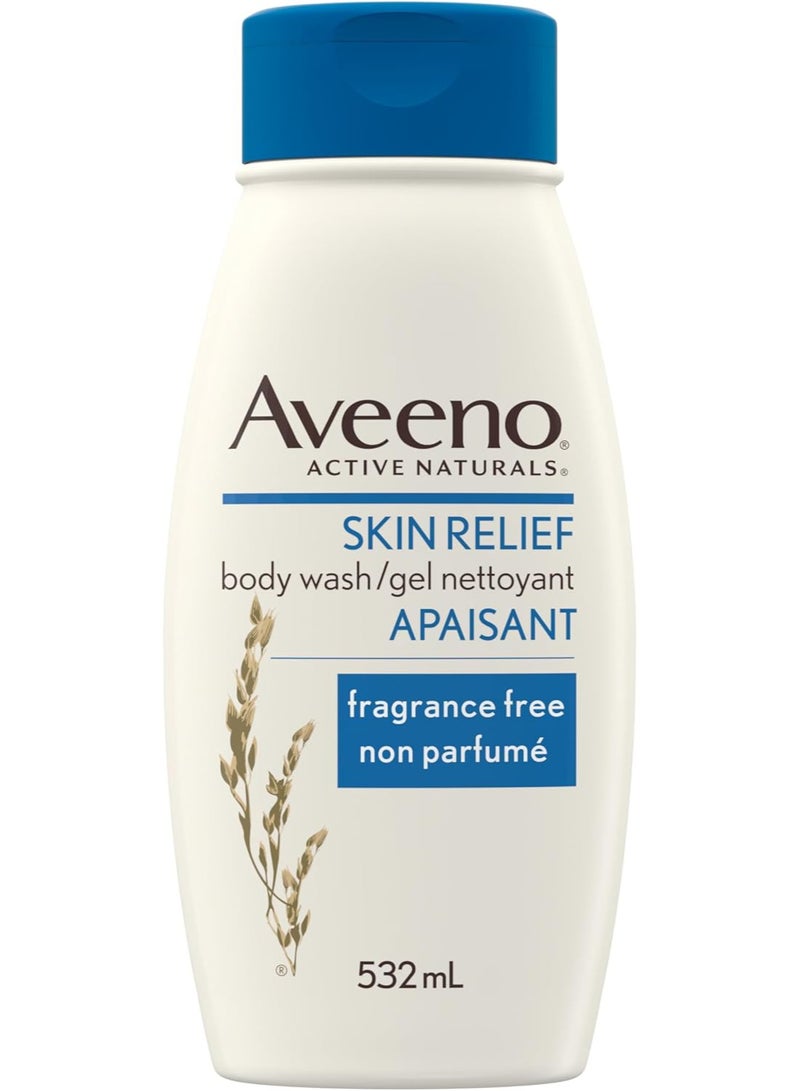 Aveeno Body Wash, Active Naturals Unscented Skin Relief Wash for Sensitive Skin, Large, 532mL - Image 1