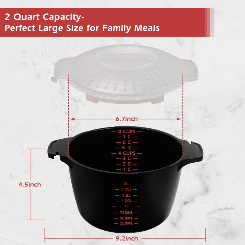 ReneeChef Professional Large Micro Cookware 2 Quart, Microwave Steamer for Vegetables, Cooker for Microwave - BPA Free, Dishwasher Safe - Image 3