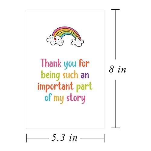 BKOQF Comting Teacher Thank You Card, Rainbow Teaching Assistant Appreciation Greeting Card, Thank You for Being Such An Important Part of My Story - Image 2