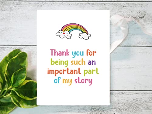 BKOQF Comting Teacher Thank You Card, Rainbow Teaching Assistant Appreciation Greeting Card, Thank You for Being Such An Important Part of My Story - Image 4