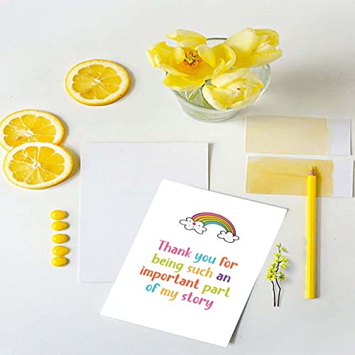 BKOQF Comting Teacher Thank You Card, Rainbow Teaching Assistant Appreciation Greeting Card, Thank You for Being Such An Important Part of My Story - Image 3