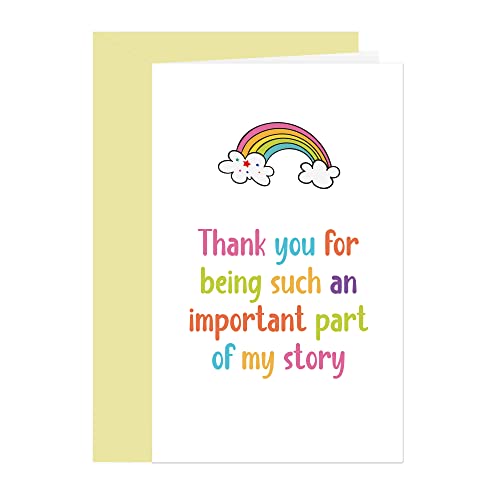 BKOQF Comting Teacher Thank You Card, Rainbow Teaching Assistant Appreciation Greeting Card, Thank You for Being Such An Important Part of My Story - Image 5