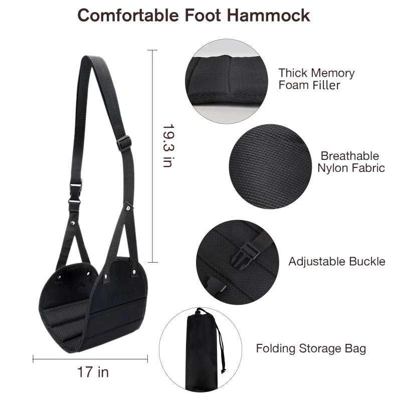 Nerien Travel Pillow and Blanket Set & Foot Rest, Memory Foam Neck Pillow Airplane Blanket & Airplane Foot Hammock & Foldable Duffel Bag, Eye Mask & Earplugs, Portable Travel Accessories Essentials, Black - Image 5