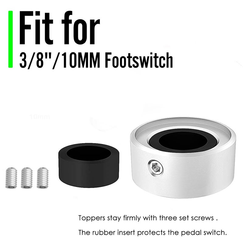 SOLUTEK Footswitch Topper Guitar Pedal Button Caps with 3 Set Screws and Protective Fitting Increasing Accuracy,Comfort for Common Switches diameter of 3/8"| SOLUTEK BUTTONS V1 12Pcs Silver - Image 2