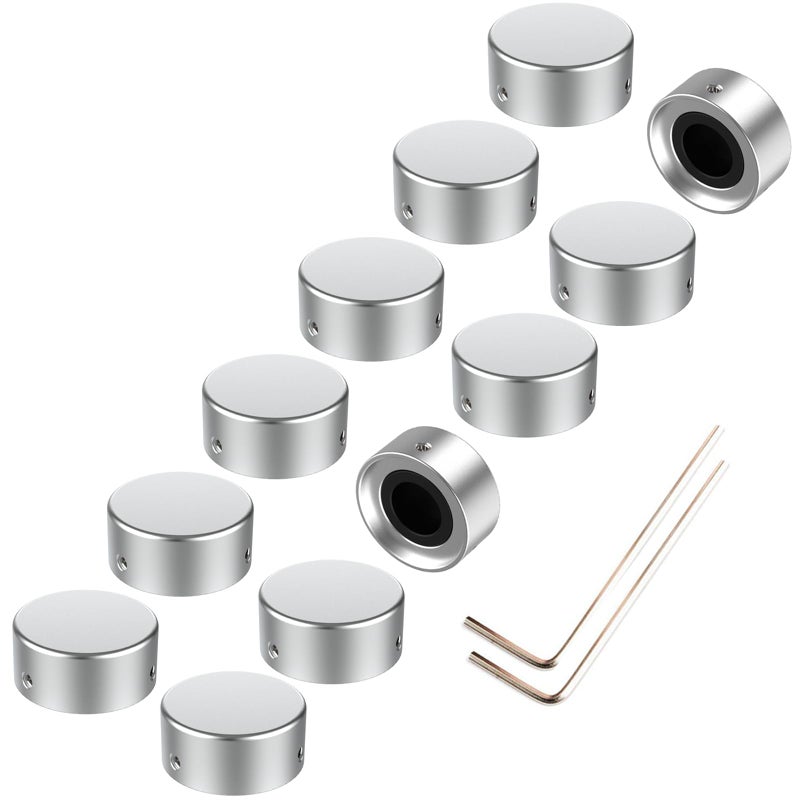 SOLUTEK Footswitch Topper Guitar Pedal Button Caps with 3 Set Screws and Protective Fitting Increasing Accuracy,Comfort for Common Switches diameter of 3/8"| SOLUTEK BUTTONS V1 12Pcs Silver - Image 1