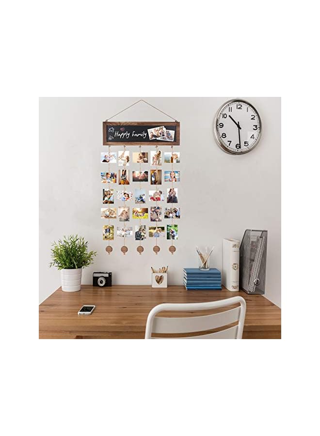 The Bros Picture Frames Collage Photo Hanging Display Picture Board Wood Rustic Frames for Wall Decor with Blackboard and 30 Clips Carbonized Black  - Image 3