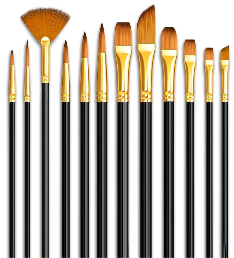 Arora 12pc Synthetic Hair Artist Mix Paint Brush Set – Ideal for Watercolor and Acrylic Painting, Perfect for Detailed Art Projects and Professional Use - Image 1