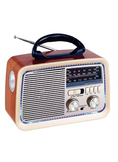 الذاكرة السريعة راديو عالي الدقة، 3 نطاقات FM/AM، مشغل USB/TF/BT، بطارية قابلة لإعادة الشحن((بني فاتح)) 