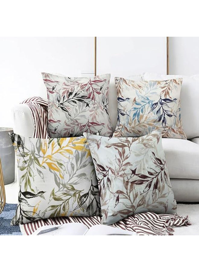 Intex Curtains House - Printed Linen Decorative Pillow Covers Pattern Design Set Of 4 Pcs - Image 1