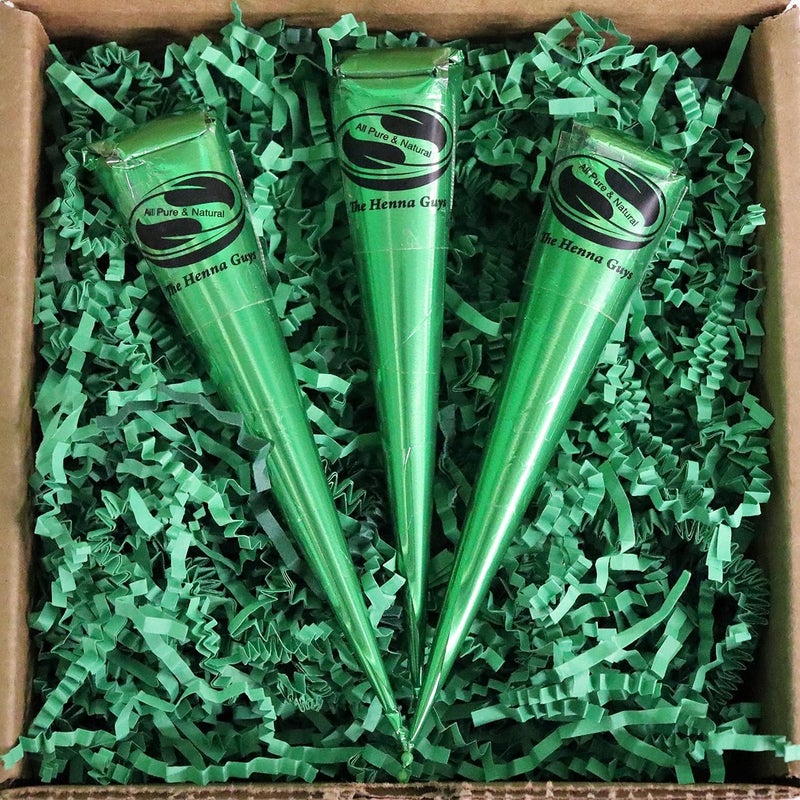 أقماع الحناء من ذا هينا قايز 100% طبيعية جاهزة للاستخدام لصبغ الشعر باللون البني المحمر - مثالية لتلوين الشعر في الأماكن المحددة 3 عبوات