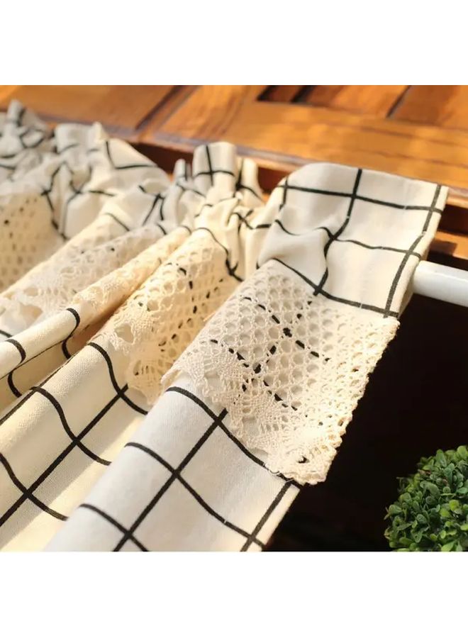 1pc Elegant Black And White Plaid Semi Transparent Curtain Panel Adjustable Rod Pocket Design For Kitchen Living Room And Bedroom Hand Wash Only Polyester 55.12 By 27.56 Inch - Image 5