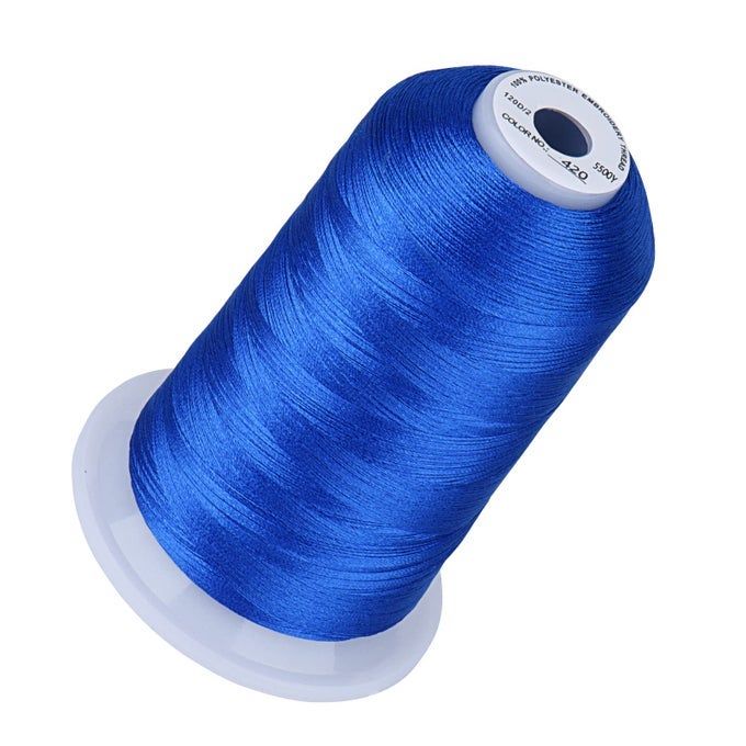 EMBROIDERY THREAD 5500 YARDS ELECTIC BLUE 420 40WT 100 POLYESTER FOR BROTHER BABYLOCK JANOME SINGER PFAFF HUSQVARNA BERNINA MACHINE