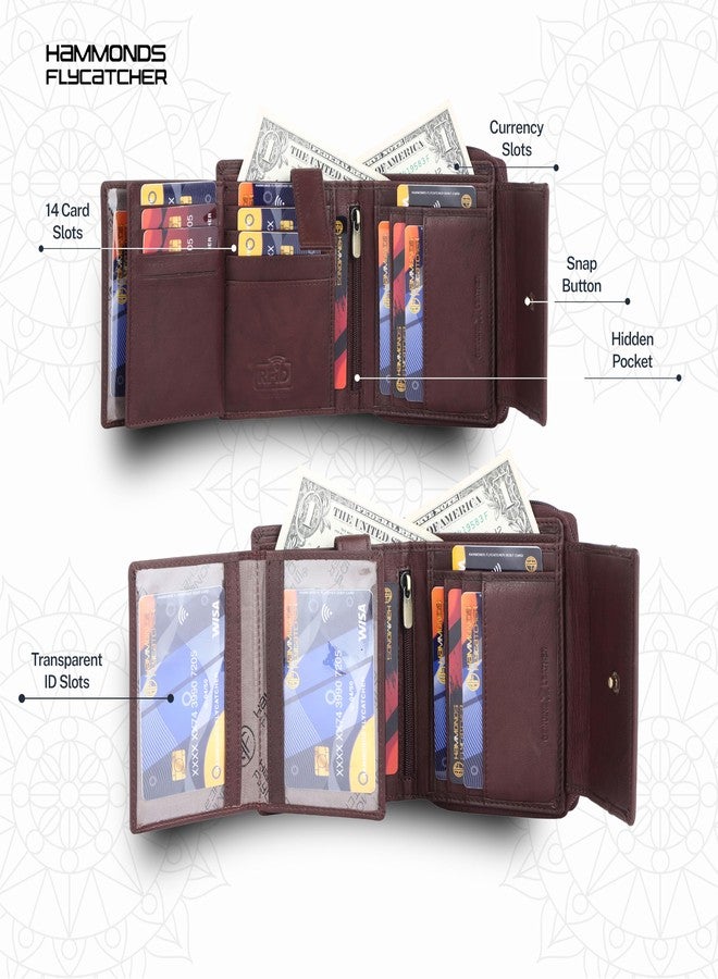HAMMONDS FLYCATCHER Leather Ladies Wallet for Woman with 14 Card Slots - Clutch Purse for Women, Ladies Wallet for Women Stylish, Ladies Purse for Women Wallet, Gift for Womens - Antique Brown - Image 3